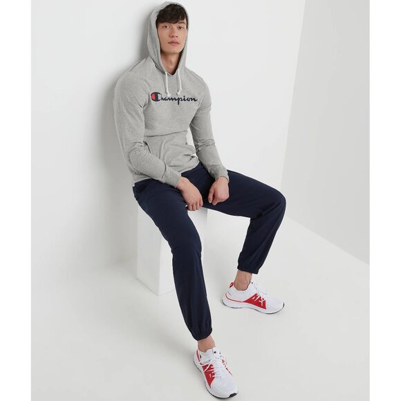 NEW Champion Midweight T Shirt Pullover Hoodie! Gray Graphic Script Logo #t4177 - Picture 2 of 4